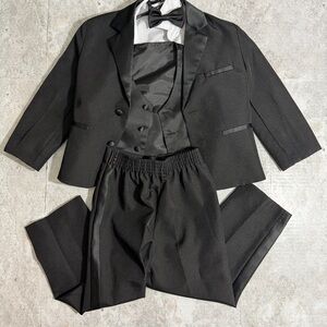 Boys' Black Formal Tuxedo Pants - Elastic Waist Dress Bottoms